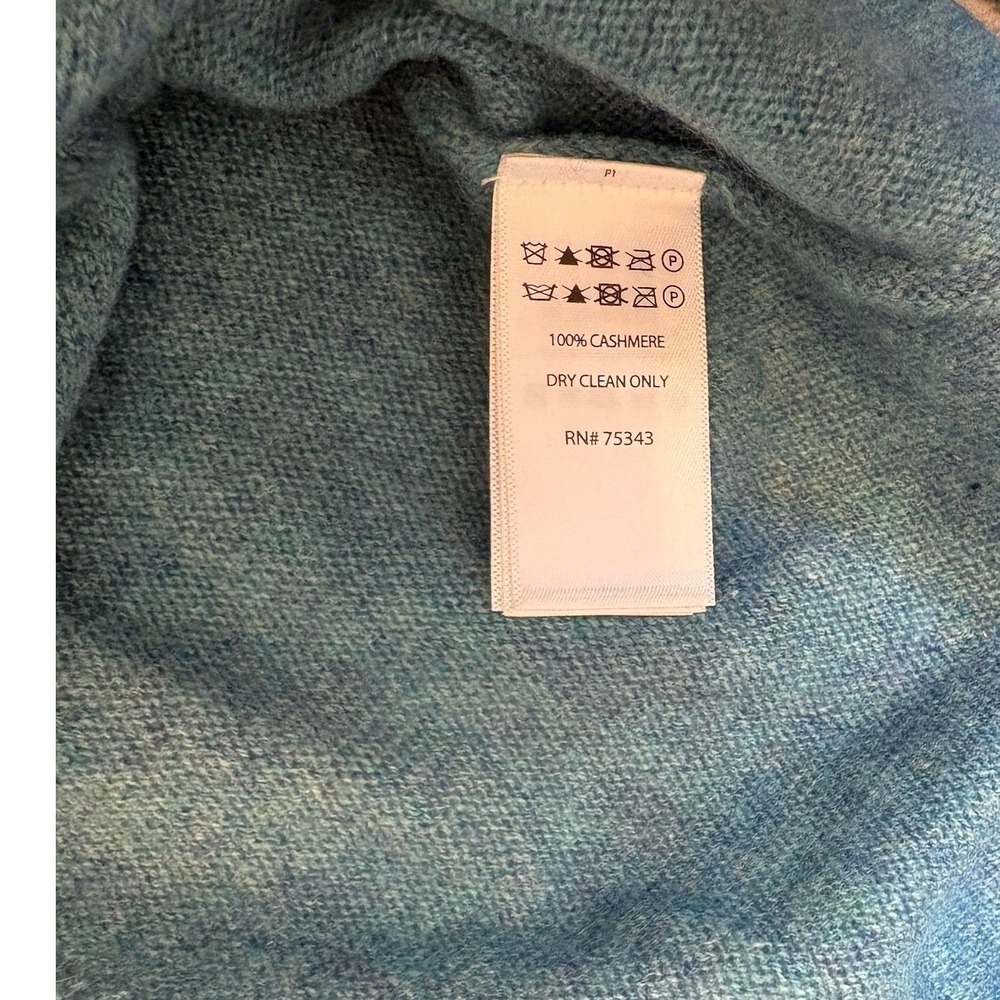 Max Studio Womens 100% 2-Ply Cashmere Ribbed Panel Sweater Teal Blue Small - Picture 6 of 6